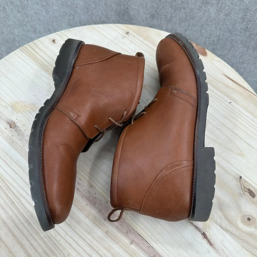 Rockport Charson Mens 11 Brown‎ Leather Chukka Boots Lace Up Ankle Lug Sole